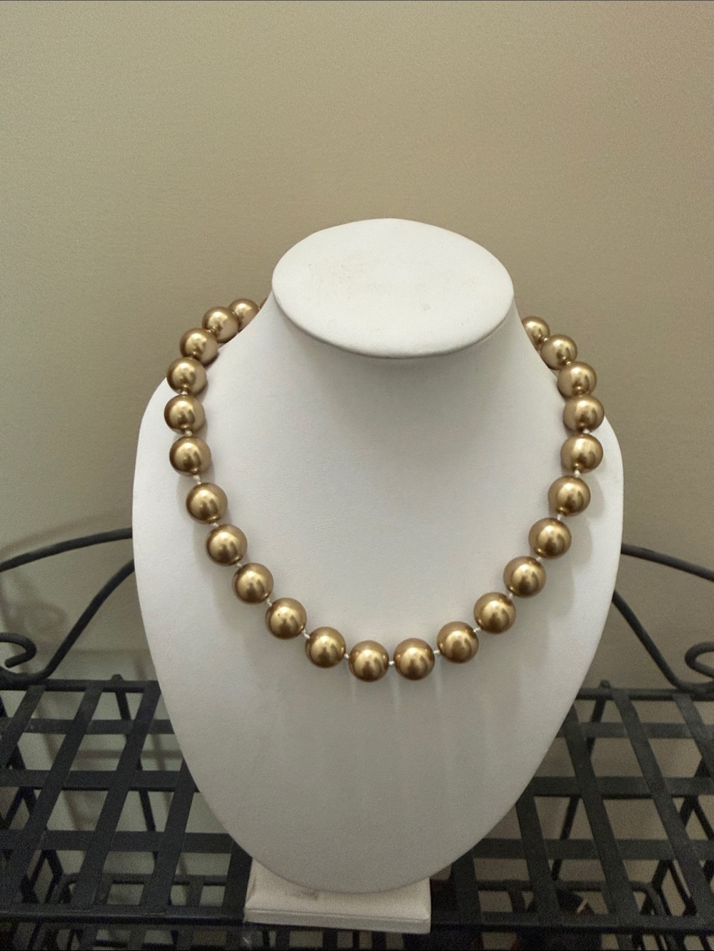 Classic Gold Faux Pearl Bead Necklace - Elegant Women's Jewelry